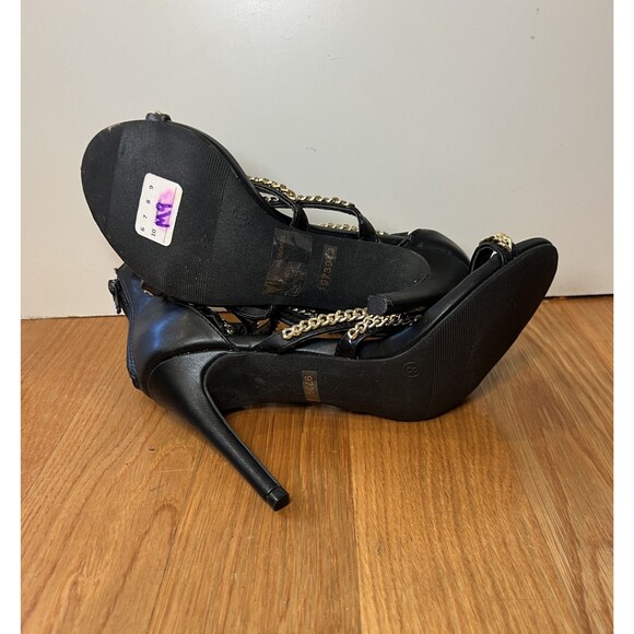 Charlotte Russe Shoes Womens Size 8 Gold Chain Strappy High Heel Sandals Party D - Picture 8 of 10